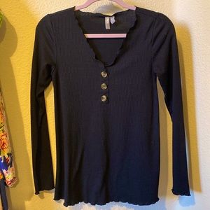 Maternity Black Ribbed Long Sleeve Shirt